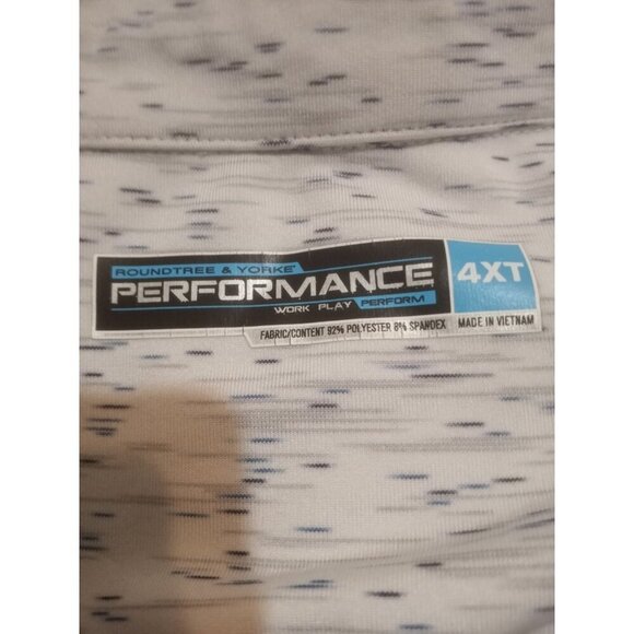 Roundtree Yorke Work Play Men’s Polo Performance Shirt 4XT Tall White Golf - Picture 9 of 12